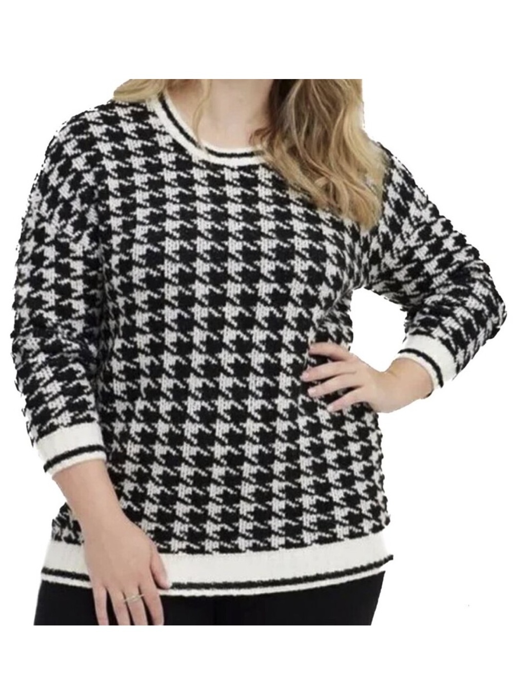 Torrid Houndstooth Crewneck
Pullover Sweater Black and White 6X Academia